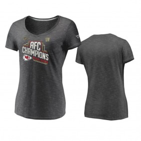 Women's Kansas City Chiefs Heather Charcoal 2019 AFC Champions Locker Room T-Shirt
