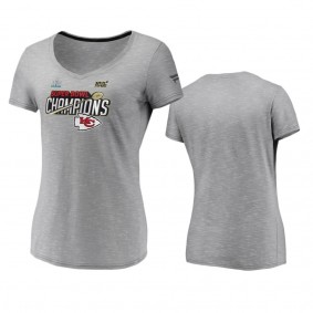 Women's Kansas City Chiefs Heather Gray Super Bowl LIV Champions Trophy Collection Locker Room T-Shirt