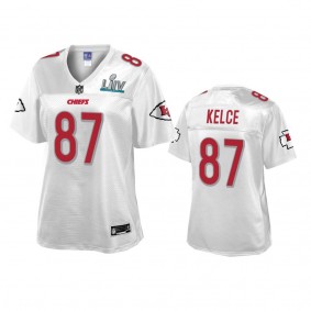 Women's Kansas City Chiefs Travis Kelce White Super Bowl LIV Champions Jersey