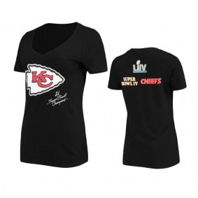 Women's Kansas City Chiefs Black Super Bowl Commemorative V-Neck T-Shirt