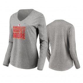 Women's Kansas City Chiefs Heather Gray 2020 NFL Playoffs Shift Long Sleeve T-Shirt