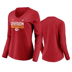 Women's Kansas City Chiefs Red 2020 AFC West Division Champions Flying High Long Sleeve T-Shirt