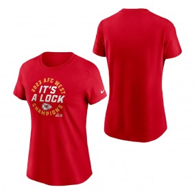 Women's Kansas City Chiefs Red 2023 AFC West Division Champions Locker Room Trophy Collection T-Shirt