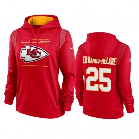 Women's Clyde Edwards-Helaire Kansas City Chiefs Red Sideline Performance Pullover Hoodie