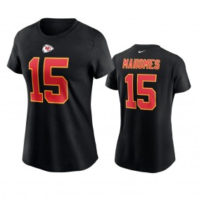Women's Kansas City Chiefs Patrick Mahomes Black Name Number T-shirt