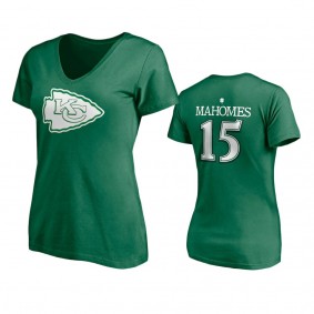 Women's Kansas City Chiefs Patrick Mahomes Kelly Green St. Patrick's Day Player Icon T-Shirt