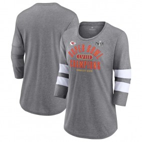 Women's Kansas City Chiefs Heather Gray Super Bowl LVIII Champions Under the Lights Tri-Blend T-Shirt