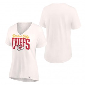 Women's Kansas City Chiefs Fanatics Branded Oatmeal Motivating Force Lightweight V-Neck T-Shirt