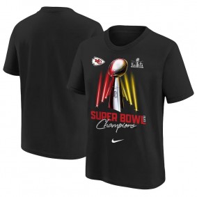 Youth Kansas City Chiefs Black Super Bowl LVIII Champions Lombardi Trophy T-Shirt