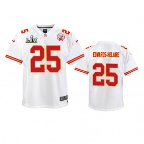 Youth Chiefs Clyde Edwards-Helaire White Super Bowl LV Game Jersey