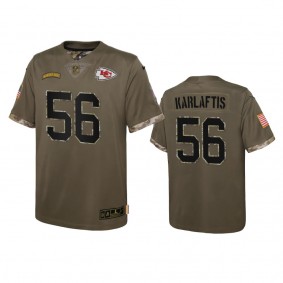 Youth Kansas City Chiefs George Karlaftis Olive 2022 Salute To Service Limited Jersey