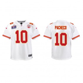 Youth Isiah Pacheco Kansas City Chiefs White Super Bowl LVIII Game Jersey