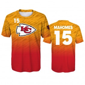 Youth Chiefs Patrick Mahomes Yellow Red Propulsion Sublimated Name & Number T-Shirt