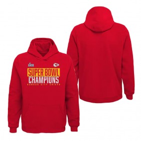 Youth Kansas City Chiefs Red Super Bowl LVII Champions Foam Finger Pullover Hoodie