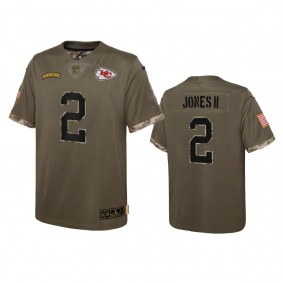 Youth Kansas City Chiefs Ronald Jones II Olive 2022 Salute To Service Limited Jersey