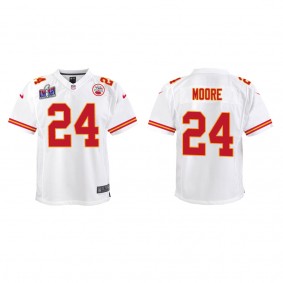 Youth Skyy Moore Kansas City Chiefs White Super Bowl LVIII Game Jersey