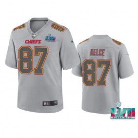 Youth Chiefs Travis Kelce Gray Super Bowl LVII Atmosphere Jersey