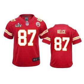Youth Chiefs Travis Kelce Red Super Bowl LV Game Jersey