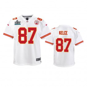 Youth Chiefs Travis Kelce White Super Bowl LIV Game Jersey