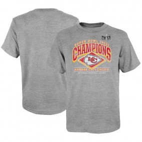 Youth Kansas City Chiefs Heather Gray Super Bowl LVIII Champions Historic Win T-Shirt